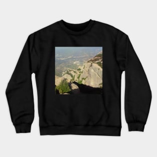 View from the Spanish mountain Spain sightseeing trip photography from city scape Barcelona Blanes Malgrat del Mar Santa Susuana Crewneck Sweatshirt